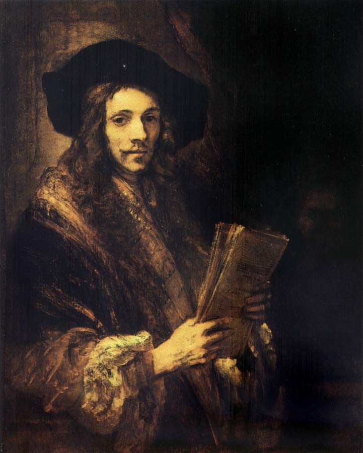 Rembrandt van rijn Portrait of a young madn holding a book